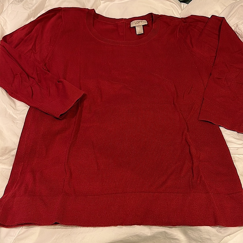 LOFT red sweater 3/4 sleeve
